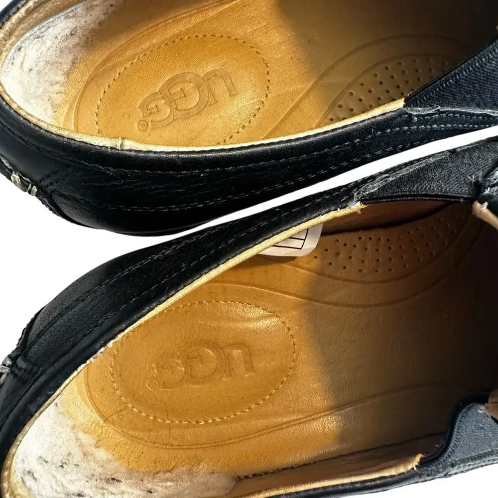 UGG men’s black leather slip on loafers size 8.5